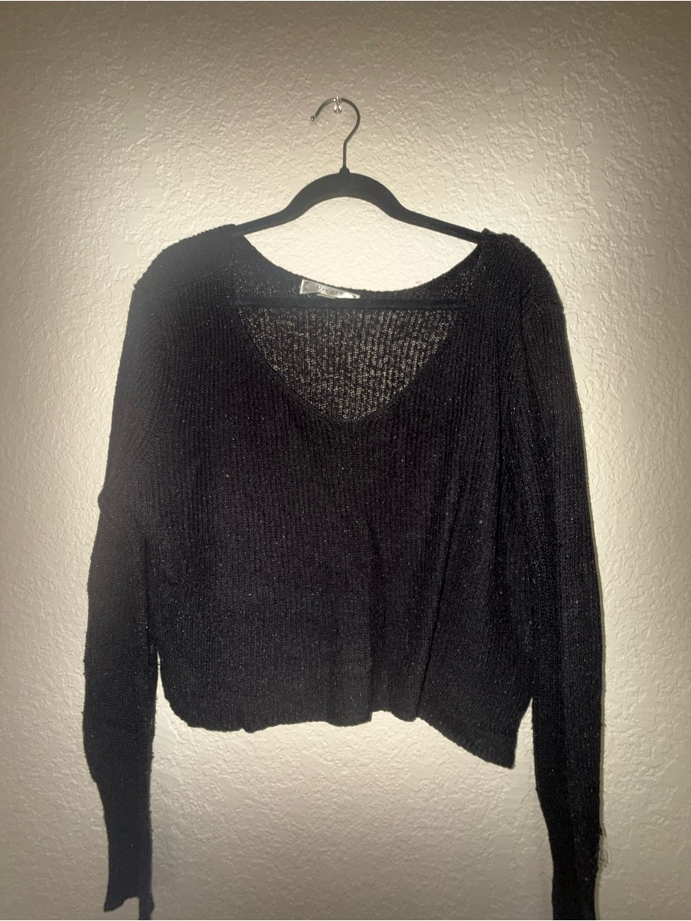 Decree Black V-Neck Lightweight Knit Sweater